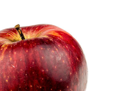 Macro background texture of ripe Australian apple isolated on white with copyspaceの写真素材