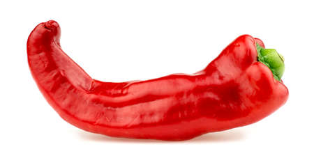 Closeup macro of large red chili pepperの写真素材