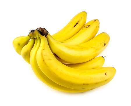 Tasty ripe bananas on white backgroundの写真素材