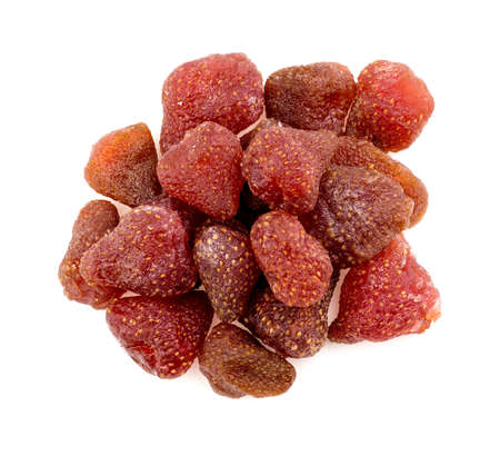Dried strawberries isolated on whiteの写真素材