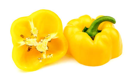 Halved yellow bell pepperの写真素材