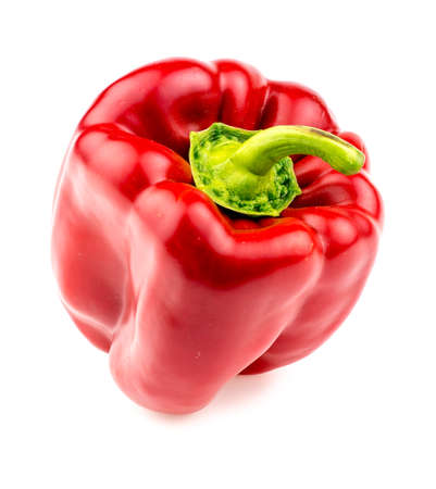 Isolated macro of juicy and plump red pepperの写真素材