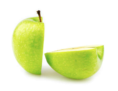 Granny smith apple cut in halfの写真素材