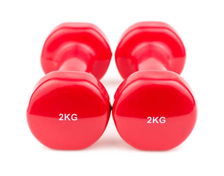 Two dumbbell weights for weightliftingの写真素材