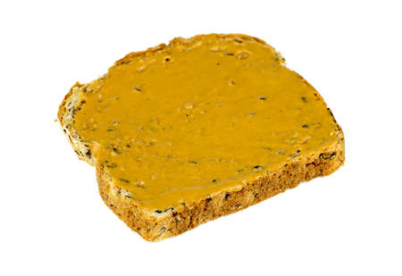 Isolated whole wheat peanut butter toast breakfastの写真素材