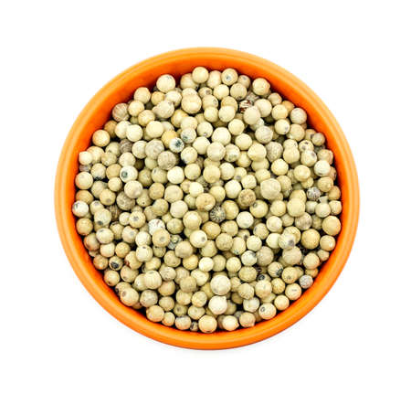 Bowl of white pepper isolatedの写真素材