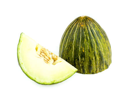 Cut piel de sapo melon isolatedの写真素材