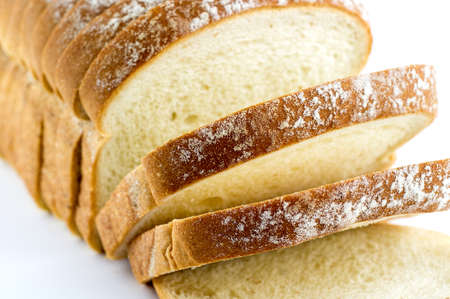 Macro closeup of freshly baked slices of white breadの写真素材