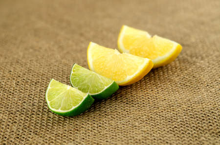 Lemon and lime wedgesの写真素材