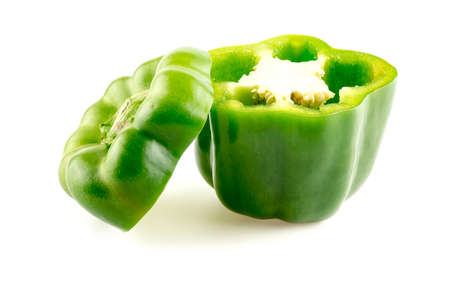 Bright green capsicum in studioの写真素材
