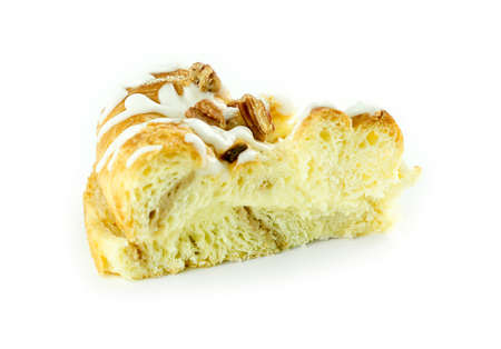 Delicious slice of custard pecan danish pasty studio isolatedの写真素材