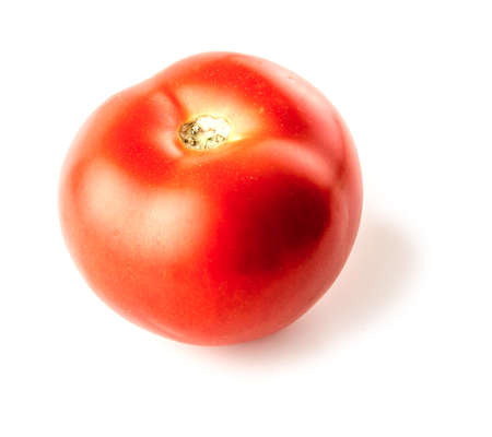 Plump tomato veggie on white backgroundの写真素材