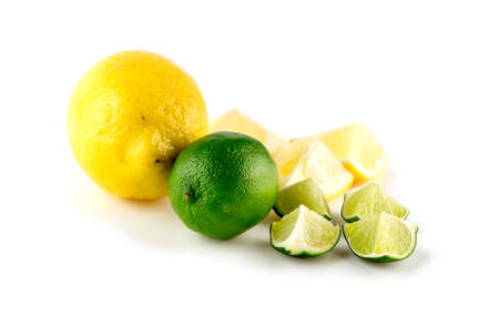 Bright natural colors of lemons and limesの写真素材