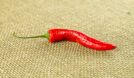 Aromatic chili against hessian textureの写真素材