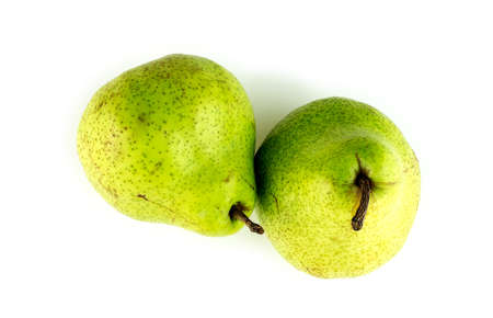 Vibrant green pears with spotty pear skinの写真素材