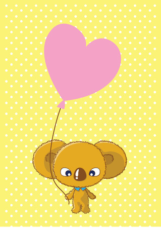 Cute Koala with balloons love. Vector Illustrationのイラスト素材