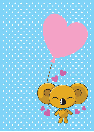 Cute Koala with balloons love. Vector Illustrationのイラスト素材