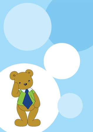 animal bear playing cartoon Brown with blueのイラスト素材