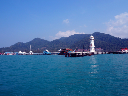 Lighthouse on a pier on Koh Chang Island, Thailandのeditorial素材