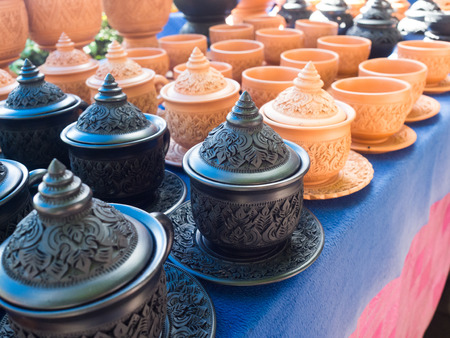 Thai Earthenware in market, Thailandの写真素材
