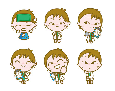 Set of Cartoon Doctor Character, Vector illustrationのイラスト素材