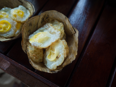 Fried eggs and Savory Grilled Thai foodの写真素材