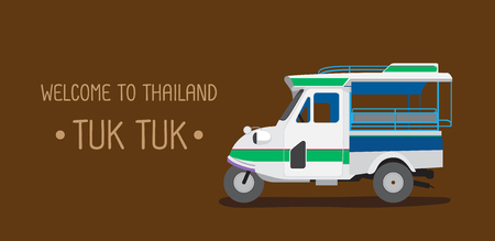 Three wheels car or tuk tuk. Bangkok Thailand - vector illustration.のイラスト素材