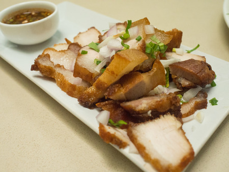 Fried pork with spicy sauce, thai styleの写真素材