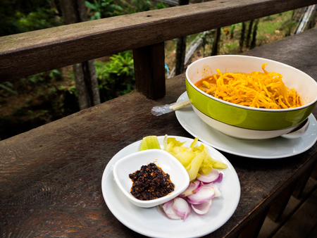Khao Soi Recipe, Curried Noodle Soup with Chickenの写真素材