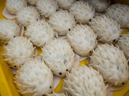 steamed stuff bun or Chinese bun selling at the market.の写真素材