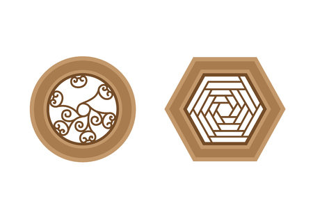 window frame in Chinese style, vector design.のイラスト素材