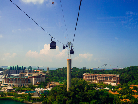 SINGAPORE 12 SEP 2017, Singapore cable car to Sentosa.のeditorial素材
