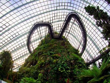 Waterfall in Cloud Forest Dome at Gardens by the bay, Singapore-12 SEP. 2017のeditorial素材