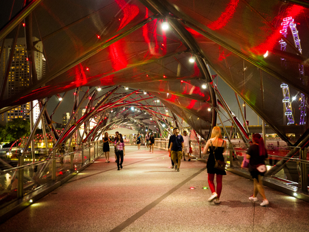 Helix bridge at night time in Singapore.のeditorial素材