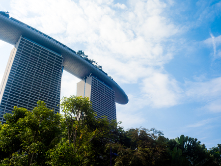 Marina Bay Sands with blue sky background, SINGAPORE.のeditorial素材
