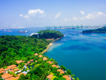 view of cable car to Sentosa island, Singaporeのeditorial素材