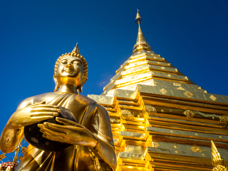 Wat Phrathat Doi Suthep Temple in Chiang Mai, Thailandの写真素材