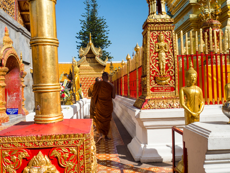 Wat Phrathat Doi Suthep Temple in Chiang Mai, Thailandの写真素材