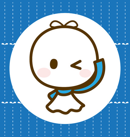 A cute character on rainy day, Vector illustrationのイラスト素材