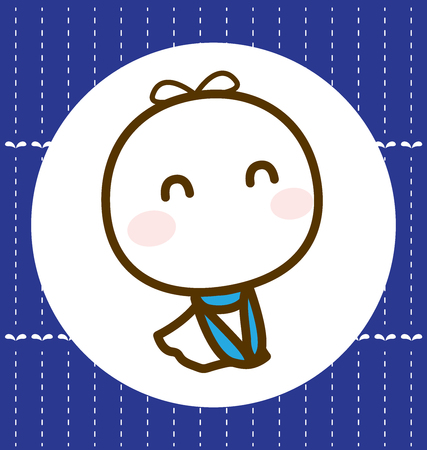 A cute character on rainy day, Vector illustrationのイラスト素材