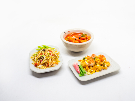 Thai food miniature clay figurine.の写真素材