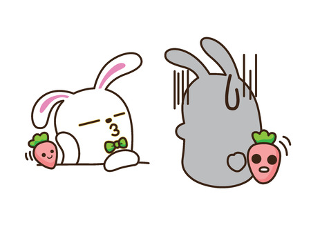 vector illustration of rabbit on white backgroundの写真素材