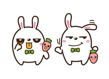 vector illustration of rabbit on white backgroundの写真素材