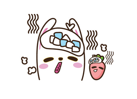 vector illustration of rabbit on white backgroundの写真素材