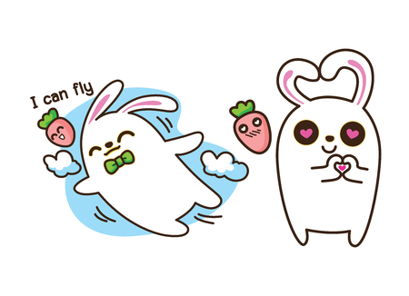 vector illustration of rabbit on white backgroundの写真素材