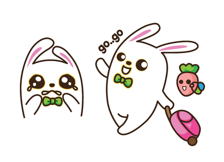 vector illustration of rabbit on white backgroundの写真素材