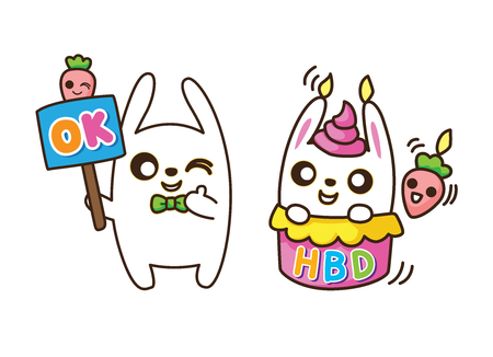 vector illustration of rabbit on white backgroundの写真素材