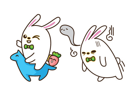 vector illustration of rabbit on white backgroundの写真素材
