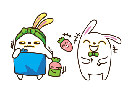 vector illustration of rabbit on white backgroundの写真素材