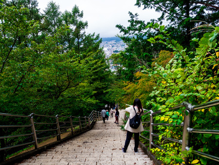 on the way at Chureito Pagoda Fujiyoshida Yamanashi in japan, Sep 2018.のeditorial素材